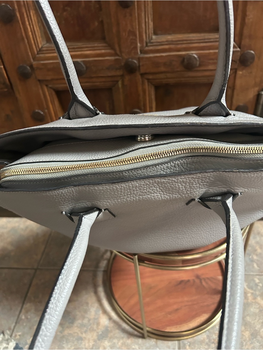Furla Alba Medium gray pebbled Leather in light Onice gray tote - Picture 11 of 15